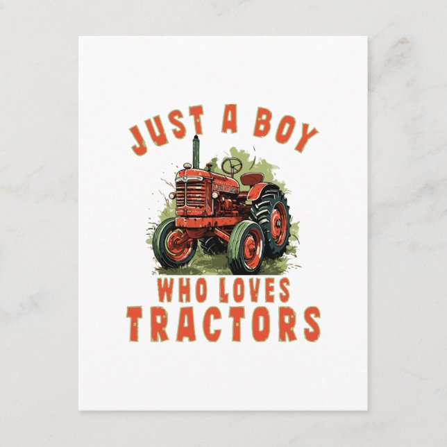 Country Life Boy who loves tractors Enclosure Card (Front)