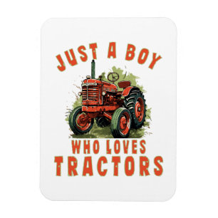 Country Life Boy who loves tractors Magnet