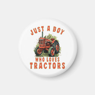 Country Life Boy who loves tractors Magnet
