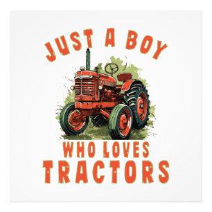 Country Life Boy who loves tractors Photo Print