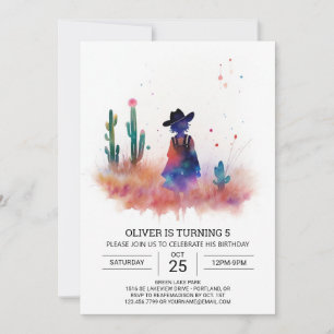 Country Life Watercolor Cowboy Birthday Invitation
