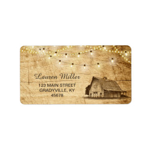 Country Lights large address label with barn