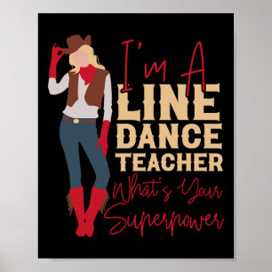 Country Line Dance Dancer Hs0 Uni-adults White Sma Poster