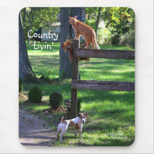Country Livin cat jack russell dog Mouse Pad