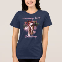 Country Love Cowgirl Boots Wildflowers T-shirt