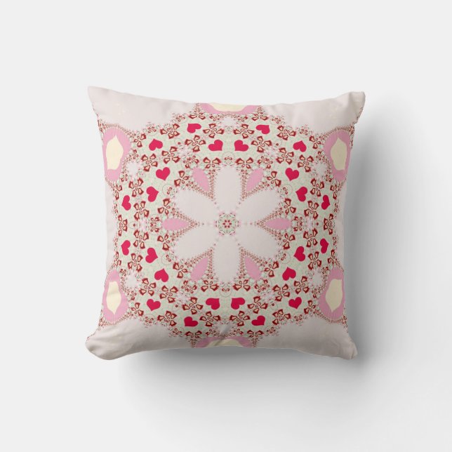 Country Love Hearts Geometric Pattern Cushion (Front)