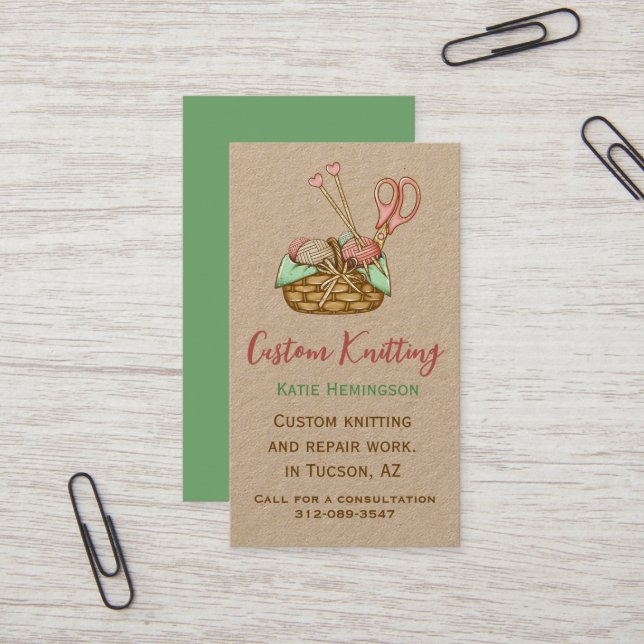 Country Love Knitting Business Card (Front/Back In Situ)