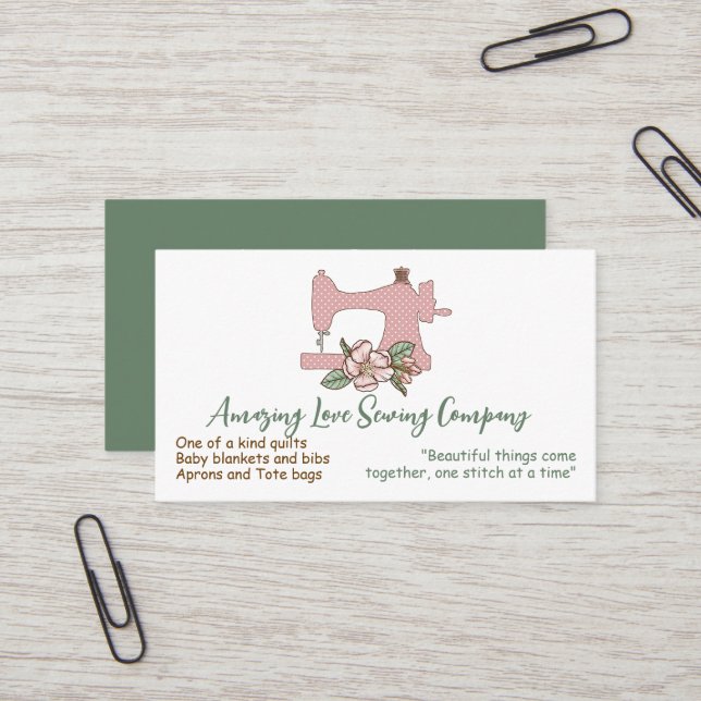Country Love Polka dot Sewing Machine Business Car Business Card (Front/Back In Situ)