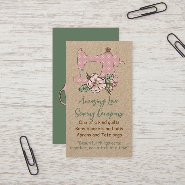 Country Love Polka dot Sewing Machine Business Car Business Card (Front/Back In Situ)