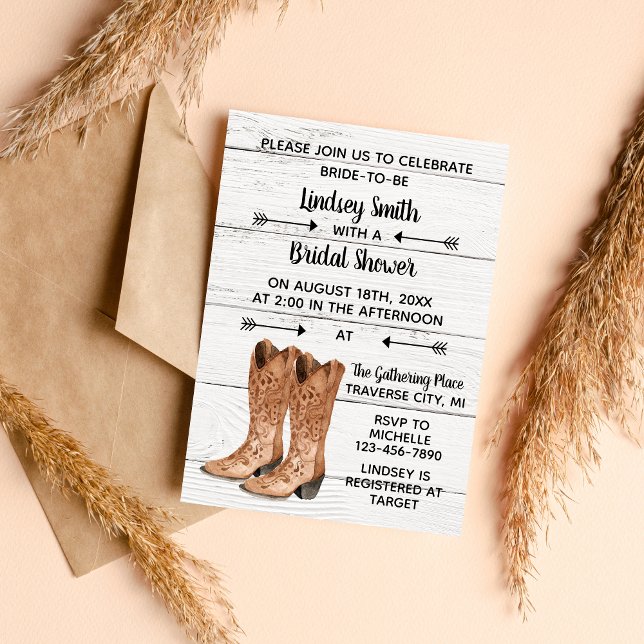 Country Love Western Rustic Cowboy Bridal Shower Invitation (Creator Uploaded)