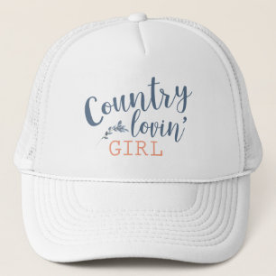 Country Lovin' Blue and Peach Country Girl Trucker Hat
