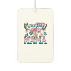 Country Mama Retro Groovy Cow Skull Country Rodeo Car Air Freshener