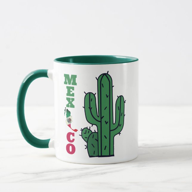 Country Map Mugs, Red White & Green Mexican Flag Mug (Left)