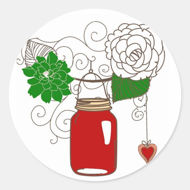 Country Mason Jar Christmas Sticker (Front)