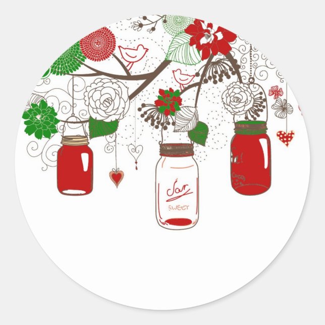 Country Mason Jar Christmas Stickers (Front)