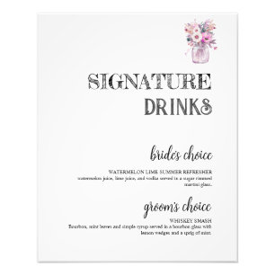 Country Mason Jar Signature Drinks Wedding Bar Photo Print