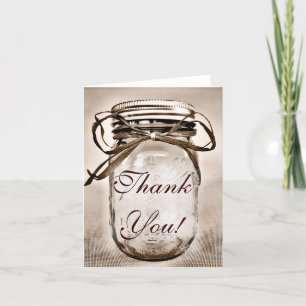 Country Mason Jar Wedding Thank You Cards
