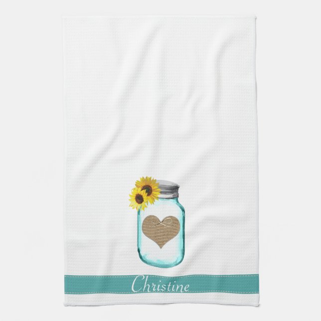 "Country Mason Jar Wedding Towel (Vertical)