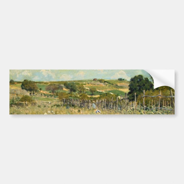 Country Meadow Landscape (by Alfred Sisley) Bumper Sticker (Front)
