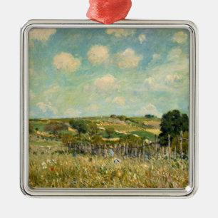 Country Meadow Landscape (by Alfred Sisley) Metal Ornament