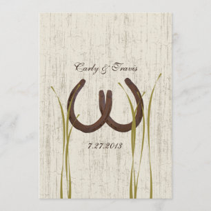 Country Meadow Rustic Horseshoes Wedding Invitation