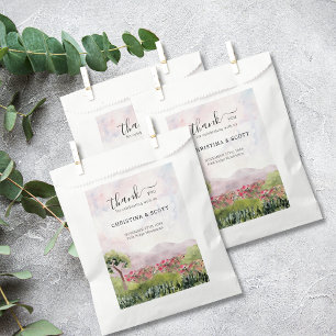 Country Meadow Watercolor Dusty Rose Thank You Favour Bag