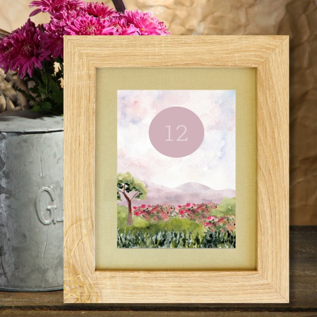 Country Meadow Watercolor Wedding Editable Table Number (Creator Uploaded)