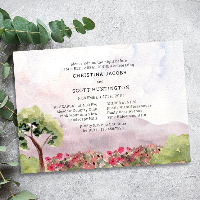 Country Meadow Watercolor Wedding Rehearsal Dinner Invitation (Creator Uploaded)