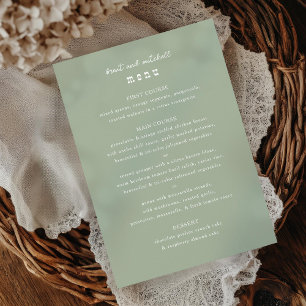 Country Menu Minimal Solid Colour Dinner Menu Card