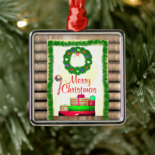 Country Merry Christmas Door Metal Tree Decoration