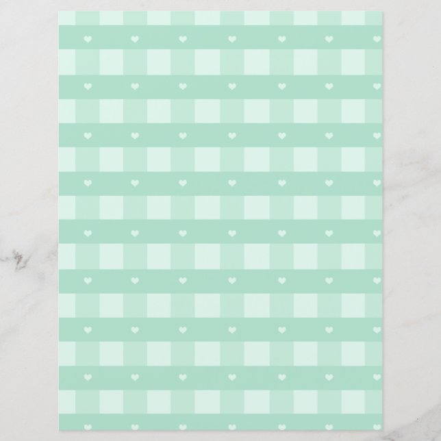 Country Mint Green Plaid Gingham Scrapbook Paper (Front)