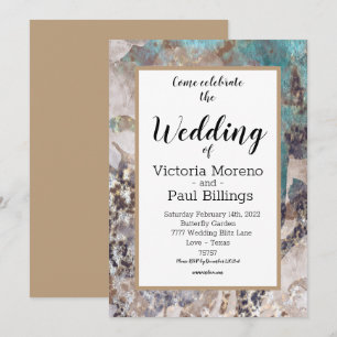 Country Modern Texture teal Cotton Design Invitation