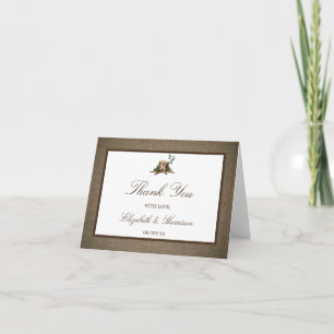 Country Monogram Tree & Burlap Wedding Thank You Card