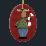 Country Moose Ceramic Christmas Ornament<br><div class="desc">Text can be added to this ornament to make a personalised holiday gift. If you need help,  just click on the contact link above to send the designer a personal detailed message.</div>