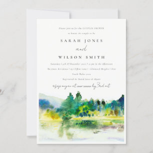 Country Mountain River Landscape Couples Shower Invitation