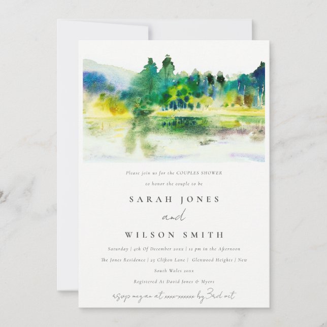 Country Mountain River Landscape Couples Shower Invitation (Front)