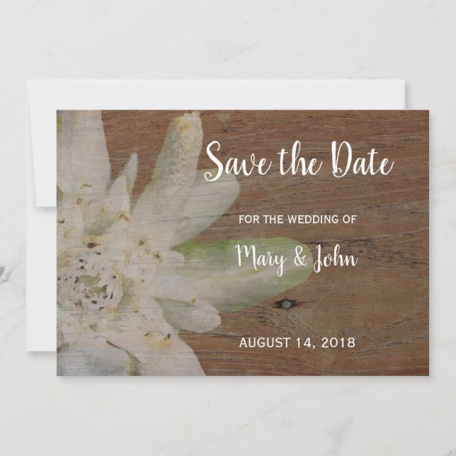 Country Mountain Wedding Edelweiss Save the Date (Front)