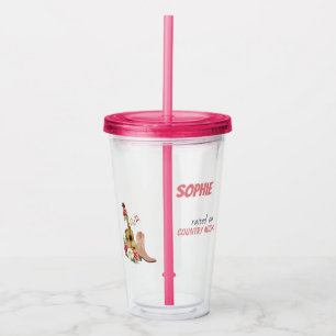 Country Music, Acoustic Guitar, Roses, Cowboy Boot Acrylic Tumbler