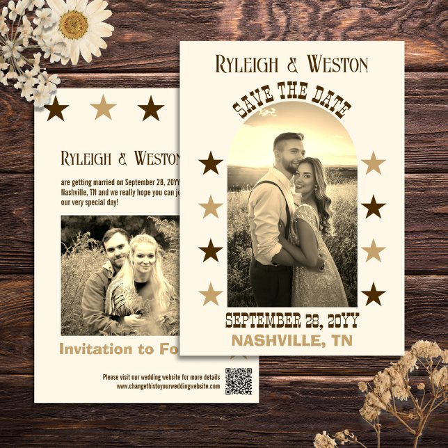 Country Music Concert Wedding Photo Save the Date (Your own country music concert poster customized with your photos. A unique wedding save the date)