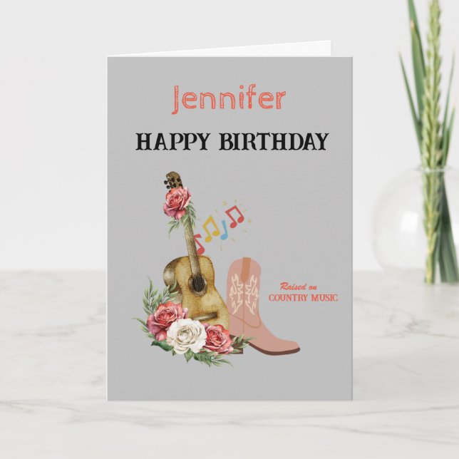 Country Music Happy Birthday card. Editable Card (Front)