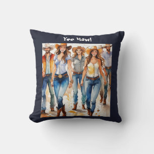 Country Music Line Dancing, editable text Cushion