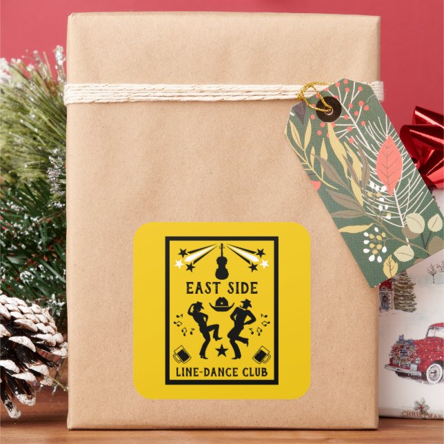 Country Music Line Dancing  Square Sticker (Holiday)