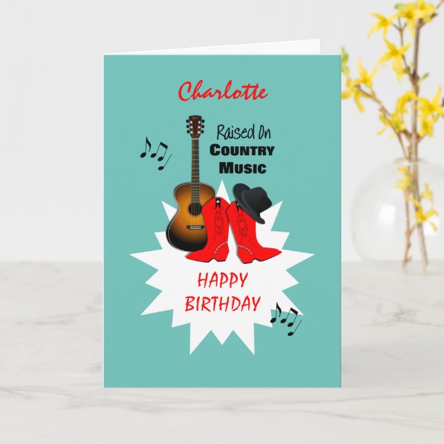 Country Music Personalized Happy Birthday Card (Yellow Flower)