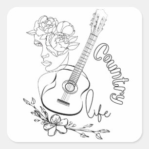 Country Music Square Sticker