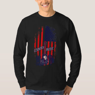 Country Music Usa Flag Red White And Blue Distress T-Shirt
