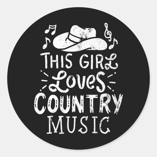 Country Music Western Hat Musician Classic Round Sticker (Front)