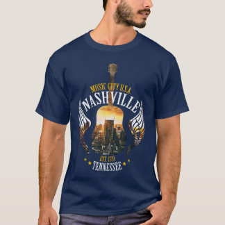 Country Nashville Retro Guitar Small family friend T-Shirt