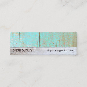 Country Nature Weathered Rustic Turquoise Wood Mini Business Card
