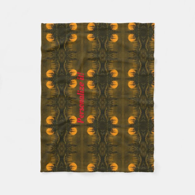 Country night landscape; hunter"s or harvest moon fleece blanket (Front)