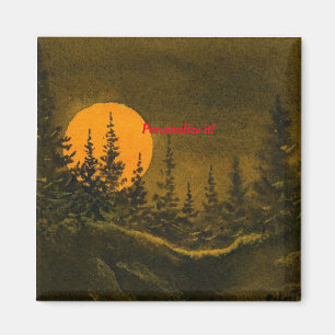 Country night landscape; hunter's or harvest moon magnet